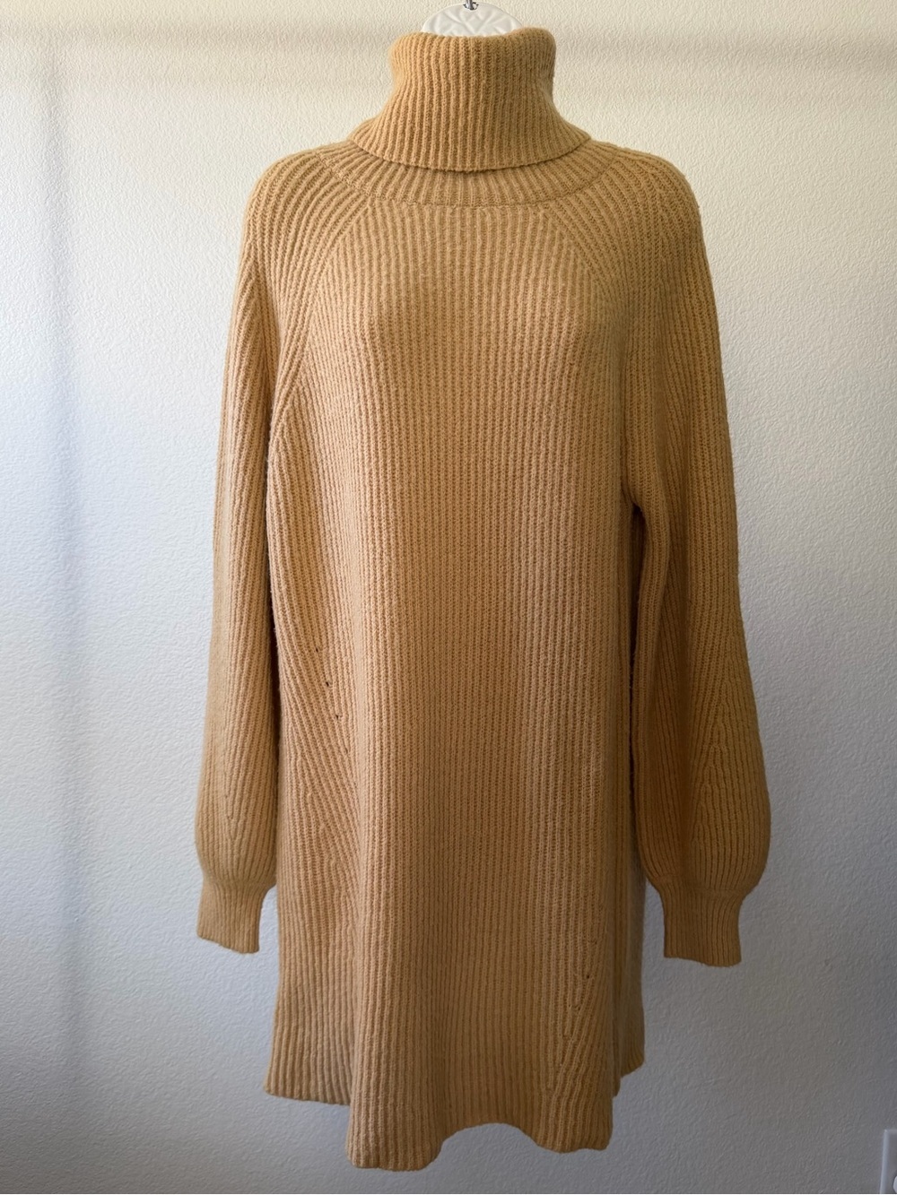 12th Tribe Beau Camel Turtleneck Sweater Mini Dress Size M/L